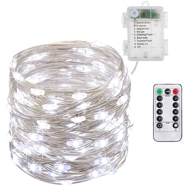 Lámpara de cadena LED impermeable IP65 con alambre de cobre y luz de hadas navideña WDOplteas luz blanca