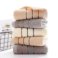 thumbnail image 2 of Nvzi Toallas de 3 piezas, 13,39 x 29,13 pulgadas, toalla de algodón puro con rejilla Huizi, livianas, toallas de secado rápido para su baño (café claro), 2 of 5
