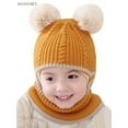 thumbnail image 3 of BadPiggies Kids 2-in-1 Knit Beanie Cap Scarf Winter Warm Baby's Cute Pompom Ski Hat Earflap Thick Scarf for Toddler Girls Boys (Yellow), 3 of 6
