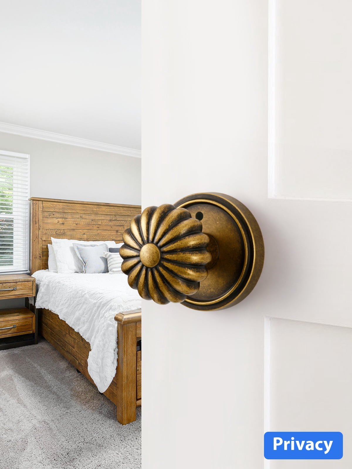 ACEEOCK Privacy Door Knob Antique Brass Door Knob, Bathroom Bedroom Door Handle Interior Vintage Doorknob, Aluminium Alloy Knob