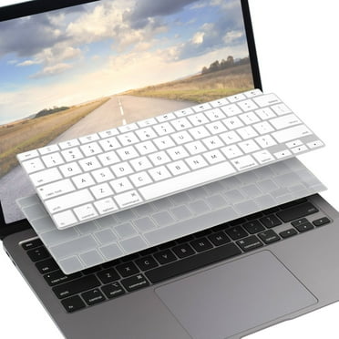 Insten 2 Pack Keyboard Cover Protector Compatible with 2020 Macbook Air 13", Ultra Thin Silicone Skin, Tactile Feeling, Anti-Dust, Clear & White