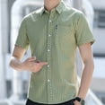 thumbnail image 3 of Camisa y blusa de manga corta para hombre, de negocios, a rayas, con bolsillo, moda masculina, 2024, cuello informal, ropa asiática de lujo con botones, 3 of 4