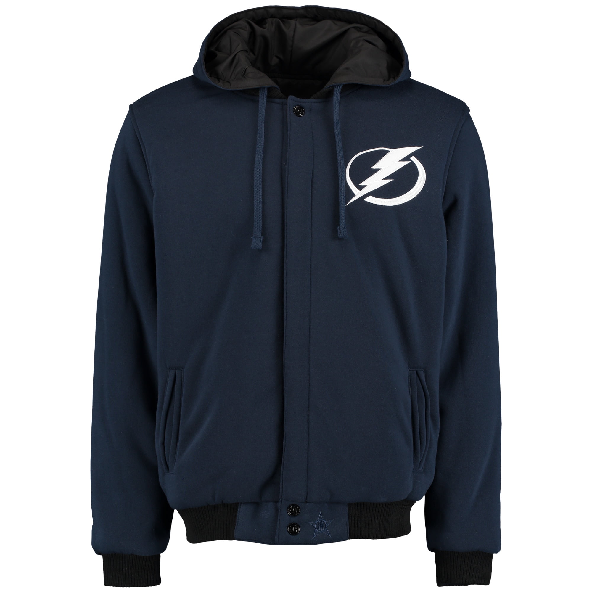 Men's JH Design Navy Tampa Bay Lightning Fleece-Nylon Reversible Jacket by JH Design Group