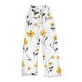 thumbnail image 4 of Women's Flowers Printed Plush Pants, Full Length Long Trousers for Winter Casual Wear, Soft and Warm Fleece Material with Floral Design,Yellow,L, 4 of 6