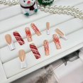 thumbnail image 3 of Uñas postizas GUAACCB largas cuadradas con copos de nieve, Navidad, 24 piezas, 3 of 7