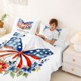 thumbnail image 4 of Manfei Watercolor Butterfly Bed Sheets, Patriotic Floral 250 Print Full Size Sheets, White, Polka Dots Reversible 4pcs (1 Flat Sheet, 1 Fitted Sheet and 2 Pillowcases), 4 of 6