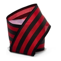 2.5" Wide Black and Red Carnival Striped Wired Ribbon - 10 Yards (56109203) - Striped Ribbons, Red Ribbons