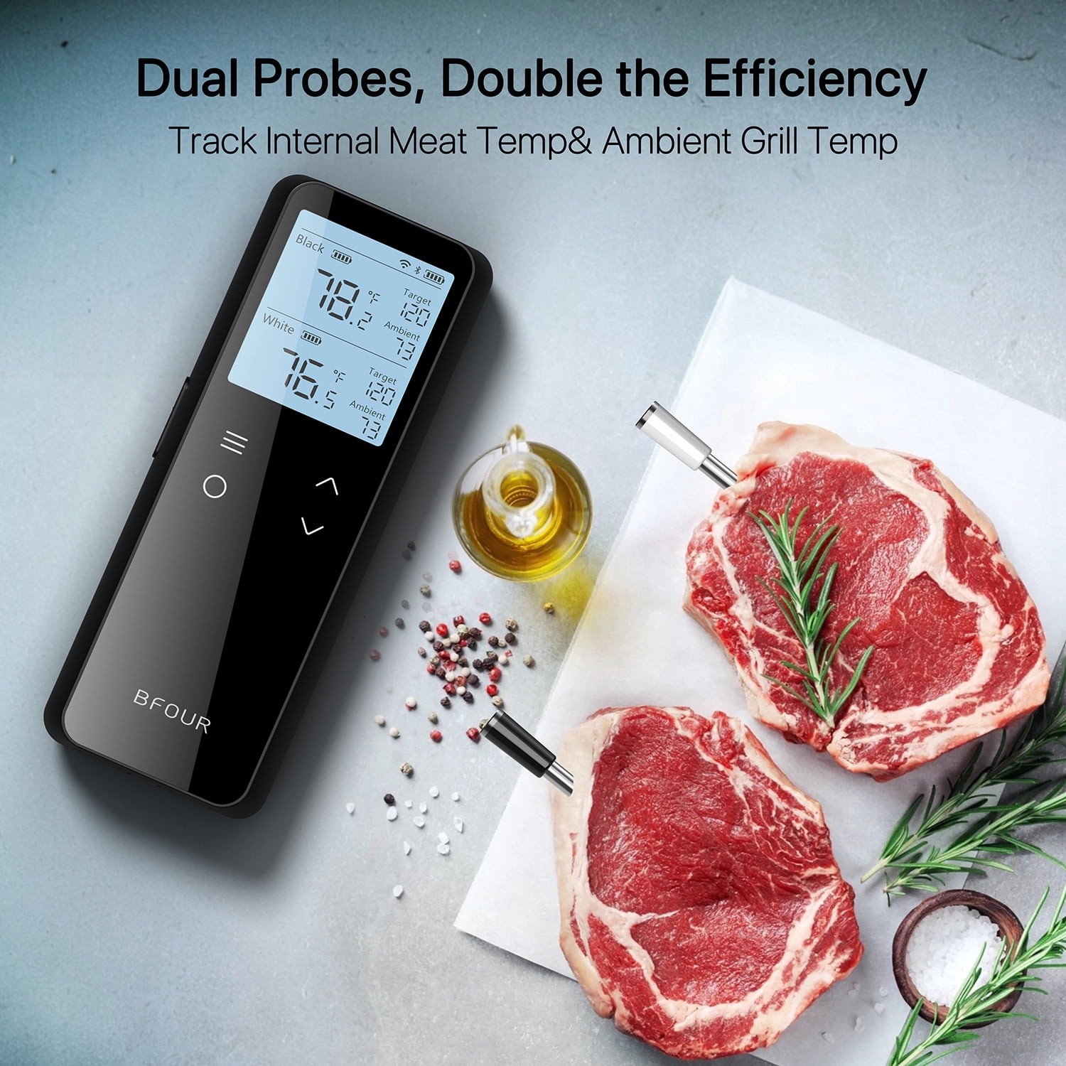 BFOUR BF-80 WiFi Bluetooth Meat Thermometer  with 2 probe