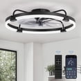 thumbnail image 1 of Ventilador de techo LEDIARY, 61 cm, luz regulable, 6 velocidades, color negro, 1 of 8
