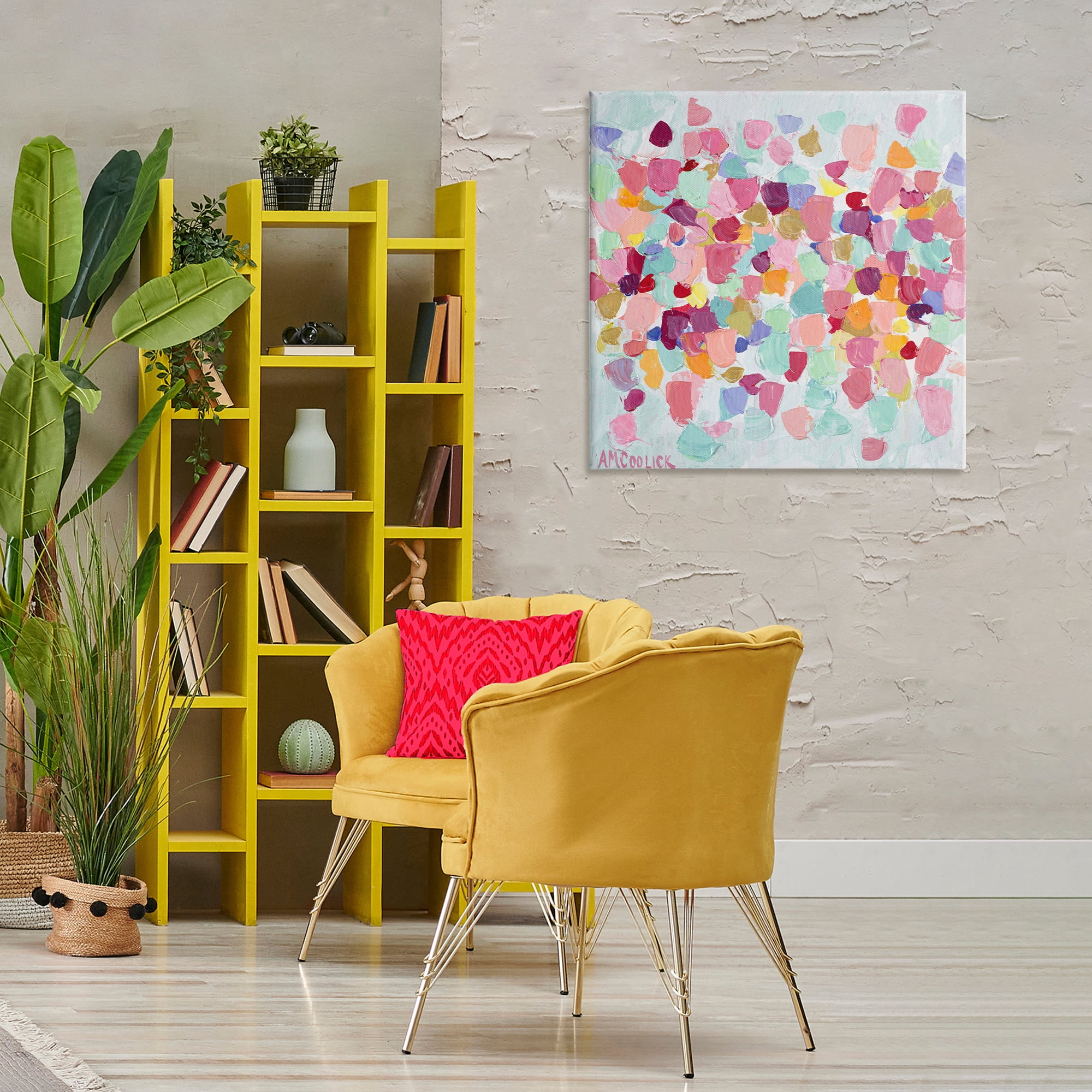 Stupell Industries Pastel Hue Splotches Abstract Painting Wrapped Canvas Art Print Wall Art, 30 x 30