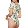 thumbnail image 2 of Gaeub Cute Frog Print Women's Short Sleeve One Piece Swimsuit Sexy High-Waisted Bodysuit Bathing Suit for Swimming, Beach, Sports-Small, 2 of 7