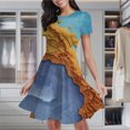 thumbnail image 2 of Geometric Abstract Landscape Art Women's Classic Swing Skater Dress Casual Work Party Cocktail Dresses, 2 of 6