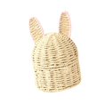 thumbnail image 1 of Cesta de almacenamiento decorativa tejida a mano con orejas de conejo y tapa, bandeja de cuerda de papel para niños Oreja rosada, 1 of 6
