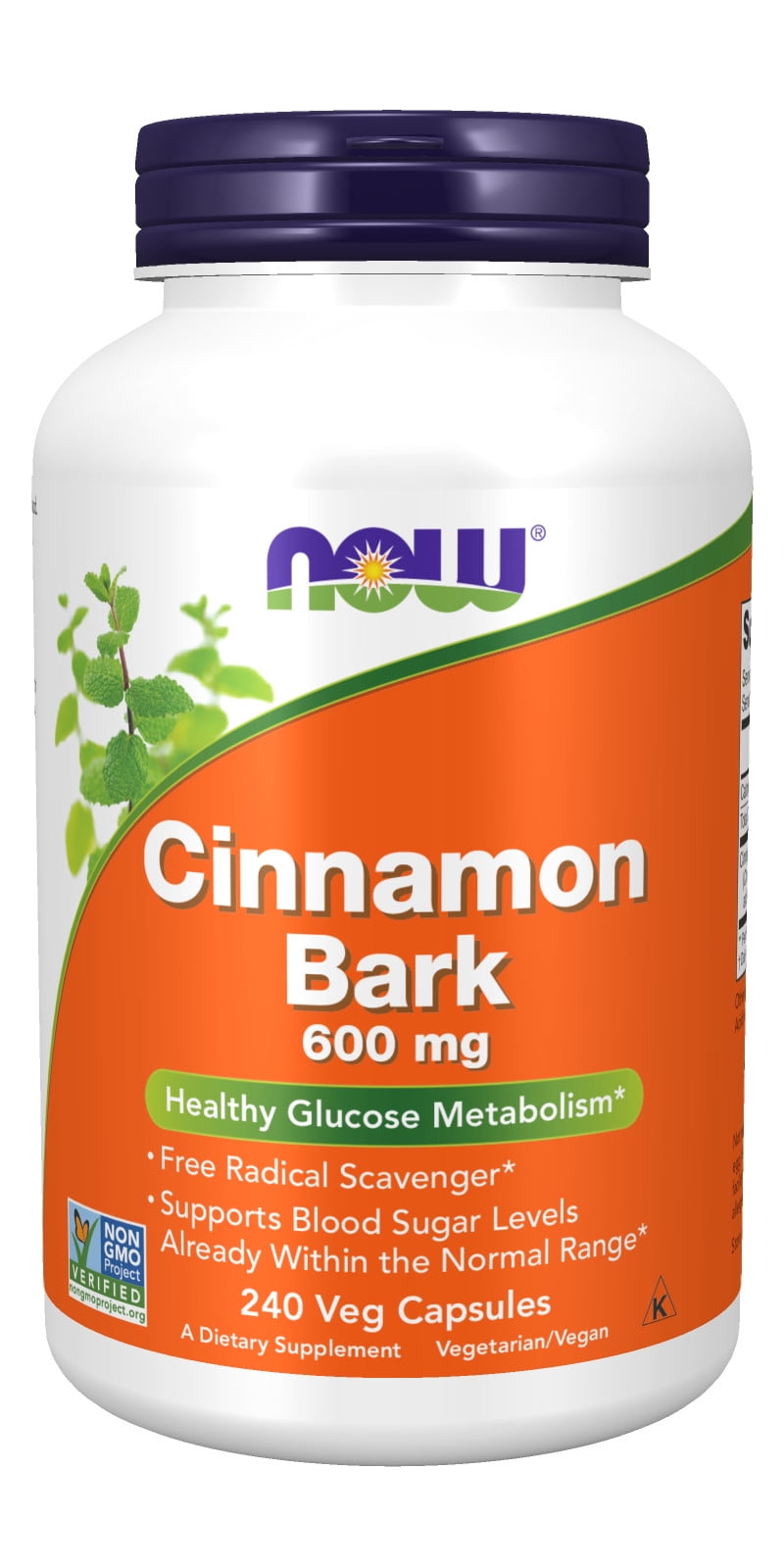 NOW Supplements, Cinnamon Bark 600 mg, NonGMO Project Verified