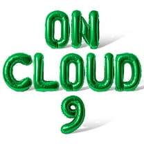 Letter Balloons - ON CLOUD 9 16" Inch Alphabet Letters Foil Mylar Balloon 9th Birthday Party Banner (Green)