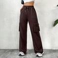 thumbnail image 4 of EDFBUYKRS Women Pants Casual Linen Pants Women Tall 36 Inseam Women's Casual Pants for Comfort and Style Versatile Straight Leg Design with Elastic Waist and Multiple Pockets for Everyday Wear M, 4 of 7
