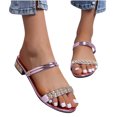 thumbnail image 4 of Sandalias de verano para mujer, sandalias planas sin cordones, zapatos romanos de cristal, sandalias informales con punta abierta Wmkox8yii  ytu8225, 4 of 9