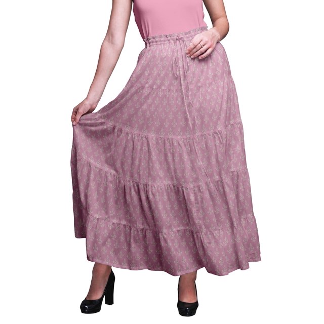 Bimba Jupes pour Femmes Longues en Coton Imprimé Maxi Boho Jupe d'Été