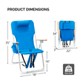 thumbnail image 7 of Ktaxon 1Pc Folding Backpack Beach Chair 5 Positions, High Back Beach Chairs W/ 2in1 Storage Pockets and Removable Pillow for Adults, Blue, 7 of 7