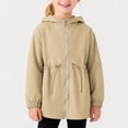 thumbnail image 3 of Girls Rain Hooded Jacket Kids Solid Lightweight Windproof Hooded Windbreaker Adjustable Waist Zipper Long Raincoat Outdoor, 3 of 3