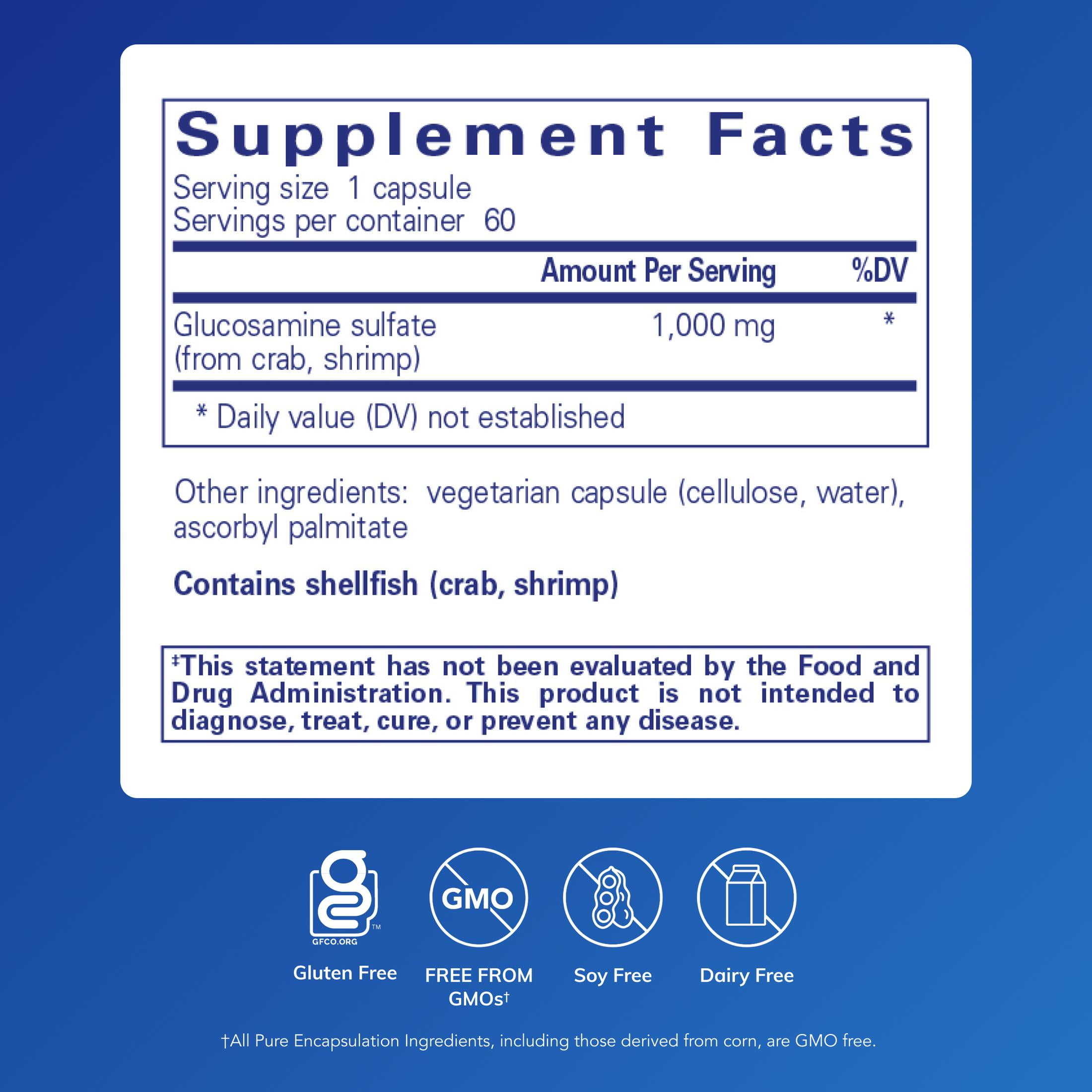 Pure Encapsulations Glucosamine Sulfate 1,000 mg | Supplement for Joint Support and Mobility, Cartilage Health, and Connective Tissue* | 60 Capsules