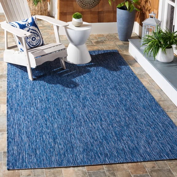 Safavieh Courtyard Mitre Geometric Indoor/Outdoor Area Rug, Navy, 4' x 4' Square