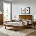 thumbnail image 2 of Platform Bed Frame, Twin Size, Wood, Brown Walnut, Modern Contemporary Urban Design, Bedroom Master Guest Suite, 2 of 10