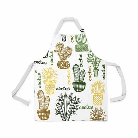 

ASHLEIGH Succulent Plants Cactus in Pots Cute Floral Adjustable Bib Apron for Women Men Girls Chef with Pockets Novelty Kitchen Apron for Cooking Baking Gardening Pet Grooming Cleaning