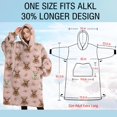 thumbnail image 4 of Oversized Wearable Blanket Hoodie,Pink Highland Cow Flower Pattern Sherpa Blanket Hoodie with Super Pockets,Super Warm Fuzzy Pullover for Women & Men, 4 of 6
