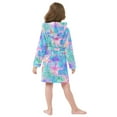 thumbnail image 4 of FORMRS Niños Bathrobe Unisex Hooded Robe Soft Plush Pajamas Sleepwear, Size 2-3T, Neon Starfish Pattern, 4 of 7