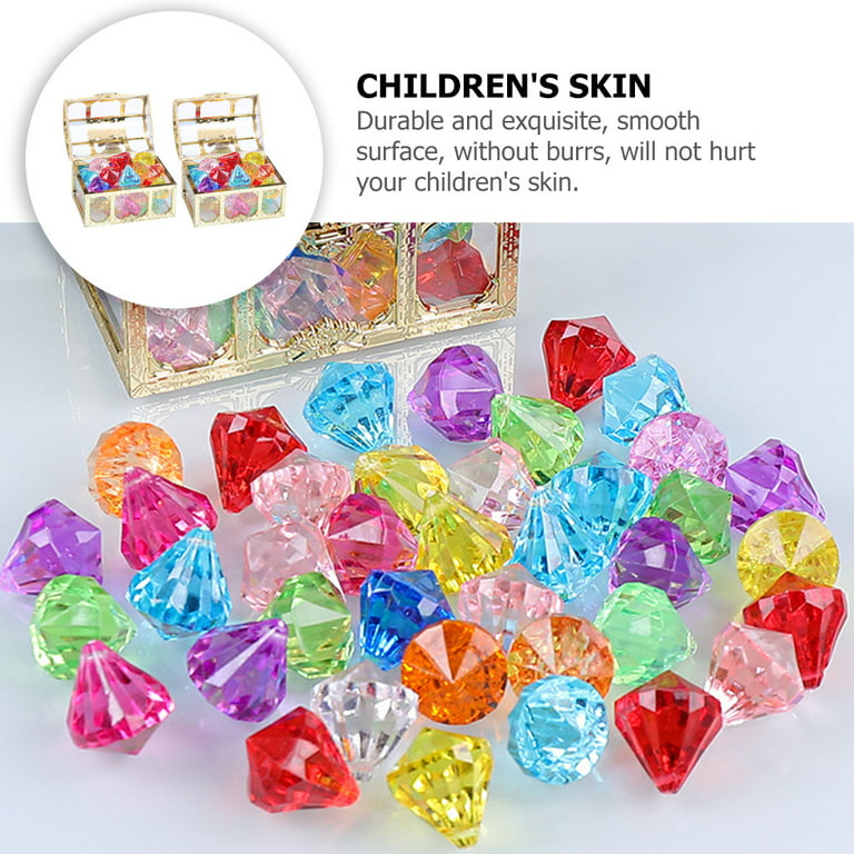 2 Boxes Acrylic Gemstones Toys Fake Crystal Colorful Treasure Gems