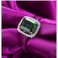 thumbnail image 3 of Perfect 1.50 Carat Green Emerald 6mm Princess Cut And Moissanite Diamond Halo Engagement Ring in 10k White Gold, 3 of 5
