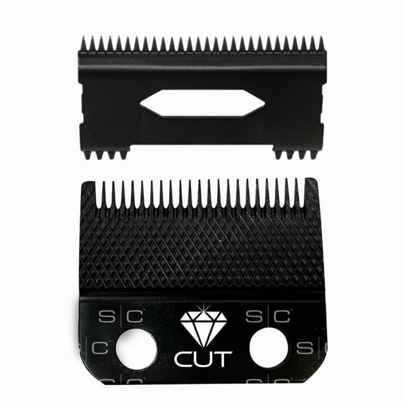 StyleCraft Replacement Diamond Cut Fixed Fade Hair Clipper Blade with Shallow Tooth 2.0 Moving Cutter Set