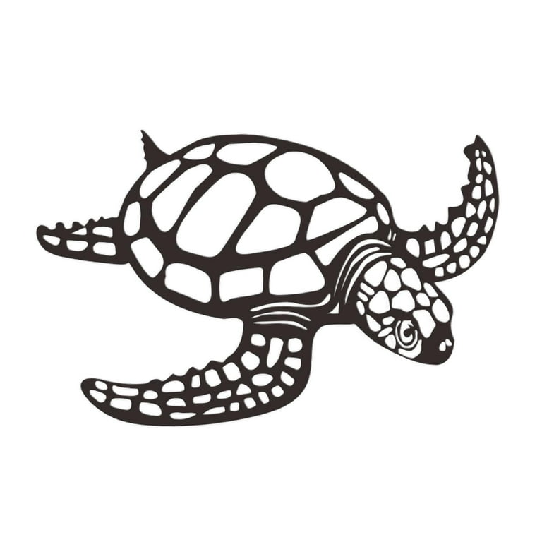 menolana Sea Turtle Statue Metal Versatile Modern Art Wall Decor Animal Figurines for Fence Kitchen Bathroom Indoor Outdoor TV Cabinet 30x28cm