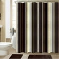 thumbnail image 3 of 4-piece Set of Brown Beige Striped Waterproof Shower Curtain Set Standard Modern Gradient Stripes Abstract Art, 3 of 6
