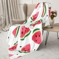 thumbnail image 4 of Watermelon Pattern Throw Blanket Summer Fruits \u200bBlankets Lightweight Cozy Soft Flannel Bed Blanket for Living Room Couch Chair Sofa 30" x 40" for Kids Women Men, 4 of 5