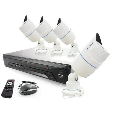 LaView - LV-KNT0404B1 - Professional 4 Channel HD IP Security System w/ 4 x 720P IP Bullet Camera 4 Port PoE