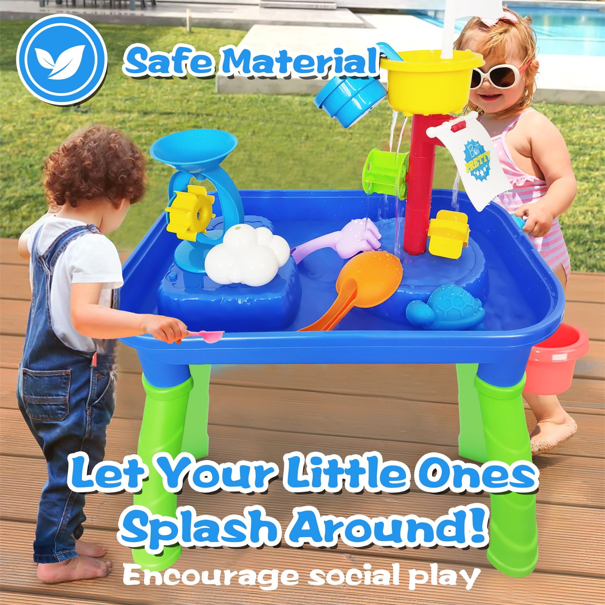 Sand Water Table for Toddlers, Kids Water and Sand Activity Sensory Playset, Summer Outdoor Toys for Boy Girls Gift