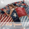 thumbnail image 3 of Independence Day Queen Size Comforter Set, Retro American Flag Plaid Red Blue Stripes Abstract Bedding for All Seasons, 4 Pcs Bed Set, 1Quiltcover (90"x92") ,1Sheet(94"x116"), 2Pillowcases (30"x20"), 3 of 9
