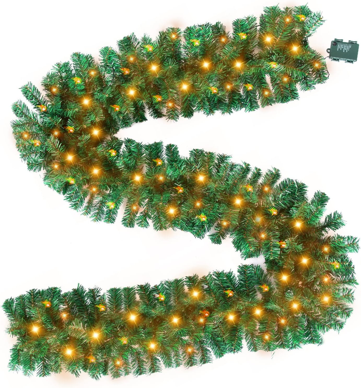 9Ft PreLit Christmas Garland, Melliful Artificial Christmas Garland