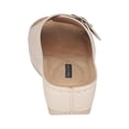 thumbnail image 3 of GC Shoes Womens Open Toe Wedge Sandals, Comfy Vegan Leather Slip On Low Heel Buckle Strap Slide Platform, Ivory/Size 7, 3 of 5