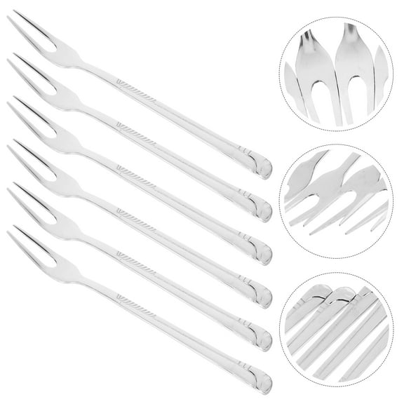 6pcs Stainless Steel Fork for Pickle Fruit Dessert Kitchen Utensil