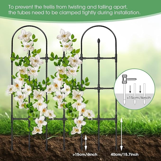 2026 New Upgraded Garden Trellis for Climbing Plants Outdoor, 47.2" H Rustproof Sturdy Garden Arch Trellis for Potted Climbing Cucumber Tomato Vegetable Rose Flower Plant Trellises