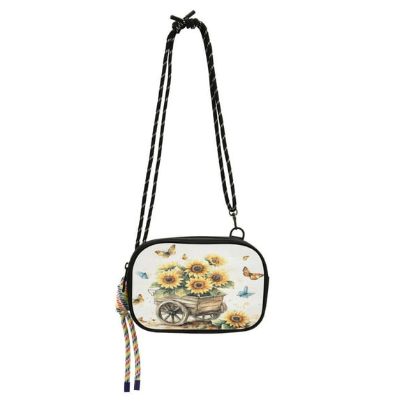 Stylish Crossbody Phone Bag Purse Handbags Adjustable Strap, Compact Design for Essentials Sunflowers and Butterflies