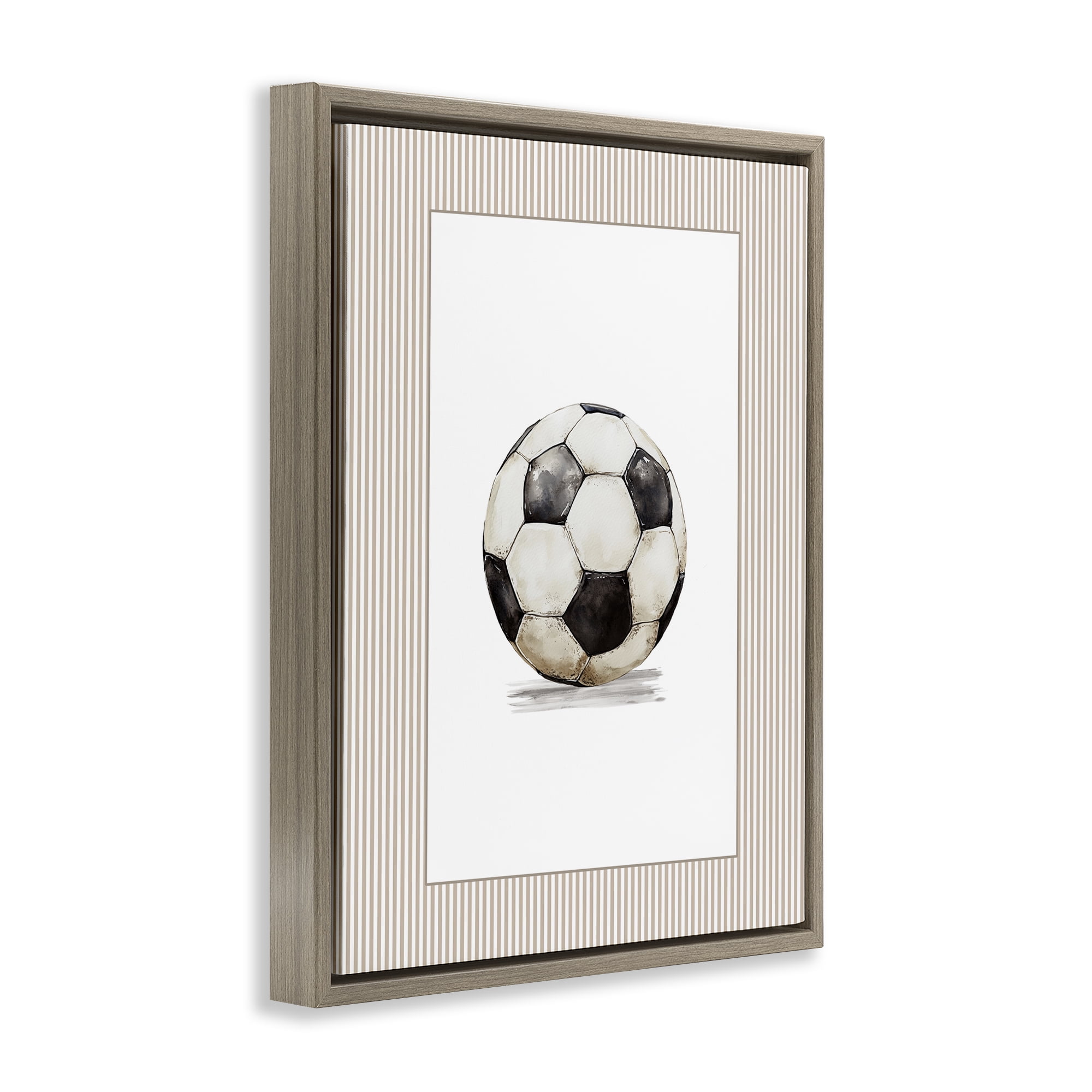 Stupell Industries Vintage Sports Soccer Ball Brown Framed Floater Canvas Wall Art, design by Christine Simpson Art