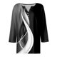 thumbnail image 3 of Blusas de Manga Corta para las Mujeres Impresas 3/4 Manga Cuello Redondo Blusa Casual, Ligero Diario Superior, 3 of 8