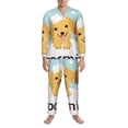 thumbnail image 3 of Fuzoiu Cute Dog In Bathtub1 Print Men's Long-Sleeved Pajama,Lounge Button Down Nightwear,Mens Notch Collar Pajama Set -XX-Large, 3 of 7