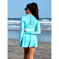 thumbnail image 7 of Sociala Printed Long Sleeve Swim Dress Zipper One Piece Rashguard Built-in Bra Swimsuit, 7 of 7