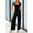 thumbnail image 5 of PRETTYGARDEN Women's Summer One Piece Jumpsuits Dressy Casual Short Sleeve Square Neck Wide Leg Jumpsuit Rompers, 5 of 7