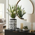 thumbnail image 2 of Square Jar Ceramic Vase with Lid for Home and Living Room Decor - Decorative Flower Vase for Bedroom, Office, and Dining Room - Accent Jar for House and Tabletop Styling - 18", White & Black, 2 of 13